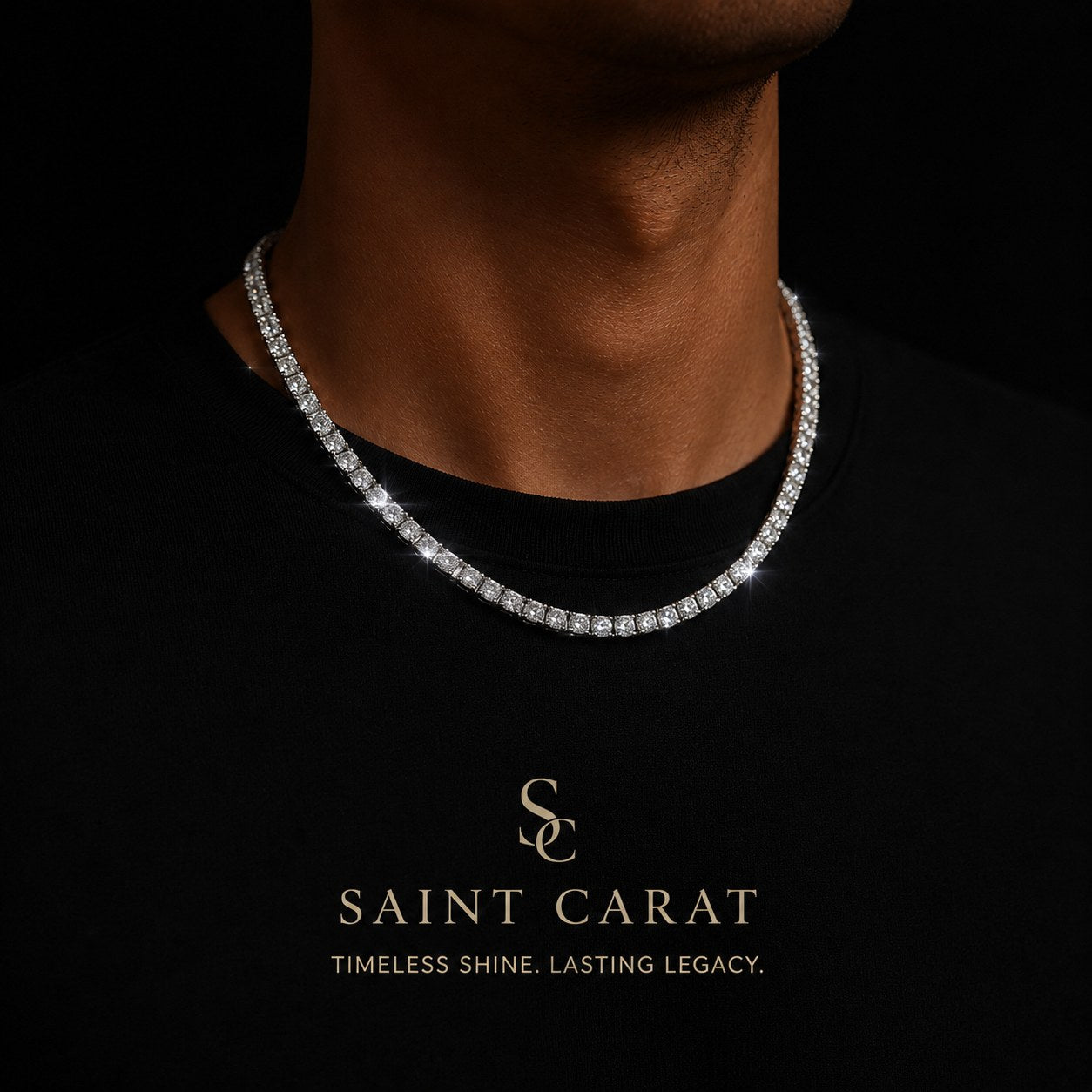 Diamond tennis chain worn on neck